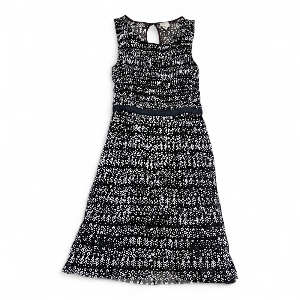 Anthropologie Smocked Floral Pleated Dress S